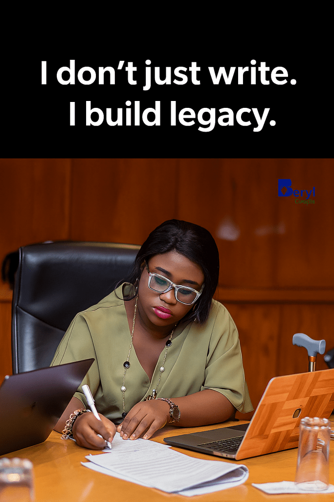 “We don’t just write. We build legacy.”]